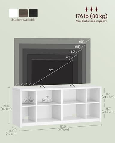 VASAGLE TV Stand for TVs up to 65 Inches, TV Cabinet with Storage Shelves, TV Console Table, Easy to Assemble, for Living Room, Bedroom, Study, Cloud White ULTV111W01 - Image 3