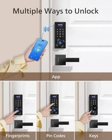 Philips Smart Lock with Handles, Keyless Entry Door Lock Set, Smart Door Lock with 2 Level Handles, Digital Keypad Deadbolt for Front Door, App Fingerprint PIN Code Unlocking, Auto Locking - Image 3