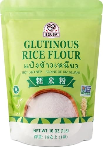 52USA Glutinous Rice Flour 16 Ounce (Basic), 1 Pound (Pack of 1), Rice Flour for Baking or Cooking, Product of THAILAND, All Natural White Rice Flour, Vegan, with Bag - Image 1