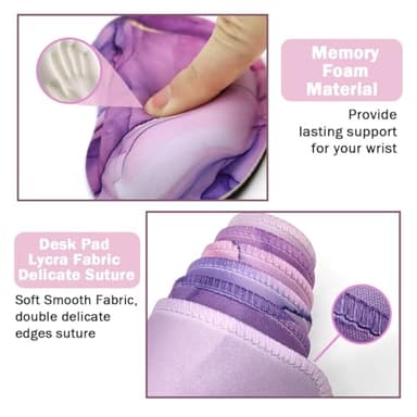 Large Keyboard Mouse Pad Set, Extended Mouse Pad+Keyboard Wrist Rest Support, Memory Foam Ergonomic Easy Typing, 4Pcs (35.4×15.7 in) Desk Pad Set for Home Office Study Game - Purple - Image 4