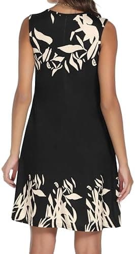 Summer Dresses for Women Casual Sleeveless Sundress Floral Loose Fit Beach Cover Up with Pocket - Image 7