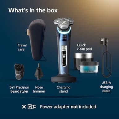 Philips Norelco Shaver i9000 Prestige, Wet & Dry Electric Shaver, Mystic Aqua, SenseIQ Technology, Triple Lift & Cut System, 360 Rotating Dual SteelPrecision Blades, Nose Trimmer, XP9201/88 - Image 7