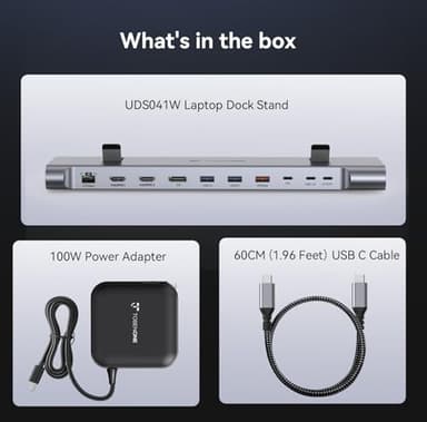 TobenONE USB-C Docking Station 3 Monitors & Dual Monitor,Laptop Dock Stand with 100W GaN III Charger, 2.5Gbps Ethernet,2 HDMI & DP (Single 4K@120Hz), 6 USB Ports for Dell/Hp/Lenovo - Image 9