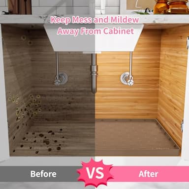 Sdpeia Under Sink Mat for [25" x 19"] Cabinet, Upgraded Silicone Waterproof Mat Kitchen Cabinet Liner Cabinet Protector Kitchen Organizers and Storage - Image 6