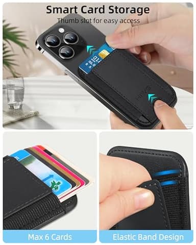 for MagSafe Wallet, Stronger Magnetic Wallet for iPhone 17/16/15/14/13/12 Series, 7 Cards Holder, Magnetic Phone Wallets, Vegan Leather Minimalist Slim RFID for iPhone Wallets, 1 Slot, Black & Black - Image 6