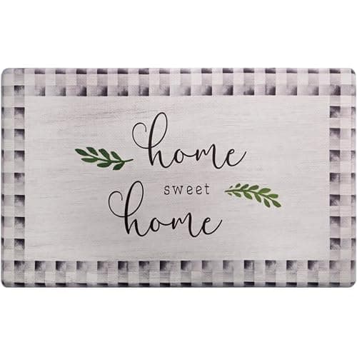 Home Dynamix SoHome Cozy Living Home Sweet Home Buffalo Check Border Anti-Fatigue Kitchen Mat, Grey/Black, 17.5"x30" - Image 1
