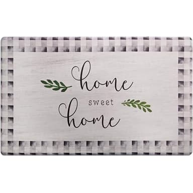 Home Dynamix SoHome Cozy Living Home Sweet Home Buffalo Check Border Anti-Fatigue Kitchen Mat, Grey/Black, 17.5"x30" - Image 1