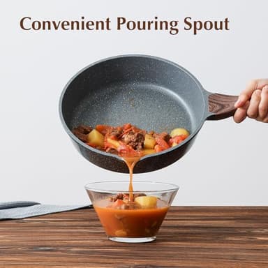 SENSARTE Nonstick Skillet, Deep Frying Pan 10/11/12-inch, Saute Pan with Lid, Stay-cool Handle, Healthy Stone Cookware Cooking Pan, Induction Compatible (10-Inch/3.5QT) - Image 2