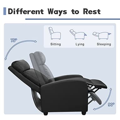 Furniwell Massage Recliner Chair for Living Room Adjustable PU Leather Reclining Chair Home Theater Seating Modern Winback Single Sofa for Adults with Footrest (Leather, Black) - Image 4