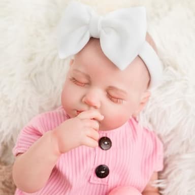 Jirachi Realistic Reborn Baby Dolls, 18 Inch Real Life Full Body Vinyl Sleeping Baby Girl, Newborn Lifelike Reborn Baby Dolls with Pink Clothing Set - Image 2