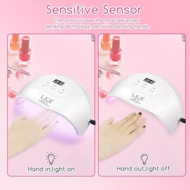 Wisdompark 72W UV LED Nail Lamp Dryer for Gel Polish with 15 Beads Curing lamp 3 Timer Settings & Auto Sensor, Professional Nail Light with LCD Touch Display (White) - Image 4