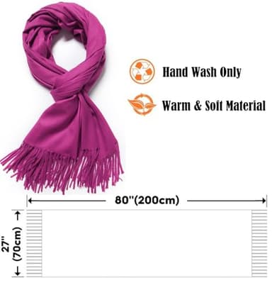 Cindy & Wendy Women's Pashmina Shawl Wrap for Evening Dress Bridesmaid Wedding Bridal Winter Warm Large Soft scarf (Dark Fuchsia) - Image 3