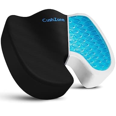 Office Chair Seat Cushion, Cooling Gel Enhanced Memory Foam Cushion for Long Sitting - Back, Sciatica, Coccyx, Tailbone Pain Relief Pillow - for Office, Gaming, Car, Wheelchair - Black, X-Large - Image 1