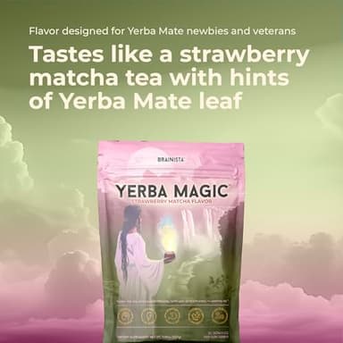 Brainista Yerba Mate Instant Tea Powder, 3-in-1 Super Drink - Clean Energy, Brain Fog Buster, and Gut Health Powered by Nootropics, Prebiotics and Probiotics | Yerba Magic Strawberry Matcha 30 Servings - Image 5