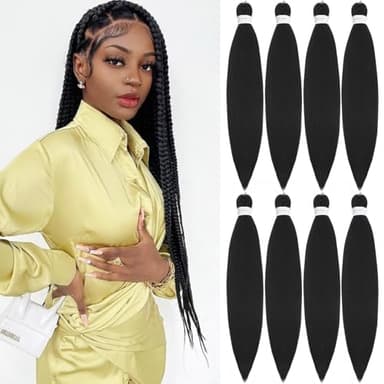 Braiding Hair Pre Stretched, 26 Inch 8 Pack Black Prestretched Braiding Hair For Women Braid Hair, Long Professional Synthetic Hair For Knotless Boho Crochet Braids,Yaki Straight Texture(26in,1b,8pc） - Image 9