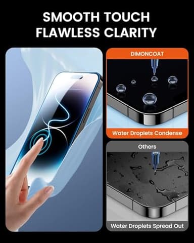 DIMONCOAT 4-PACK TOP 9H+ Glass for iPhone 14 Pro Privacy Screen Protector [Auto Alignment Kit] [10X Military Protection] UNBREAK Tempered Glass Film for iPhone 14 Pro 6.1 inch [Case Friendly] - Image 5