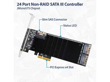 IO CREST 24 Port SATA III to PCIe 3.0 x4 Non-RAID Expansion Card JMB575 JMB582 Low Profile Bracket,SI-PEX40169 - Image 2