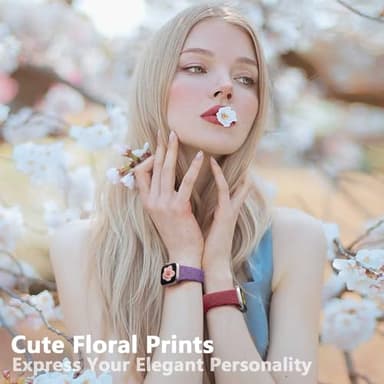 6 Pack Floral Engraved Bands Compatible with Apple Watch Band 40mm 44mm 38mm 41mm 45mm 49mm 42mm Women, Soft Silicone Cute Flower Sport Strap for iWatch Bands Series 11 10 9 8 7 6 5 4 3 2 1 SE Ultra 3 - Image 2