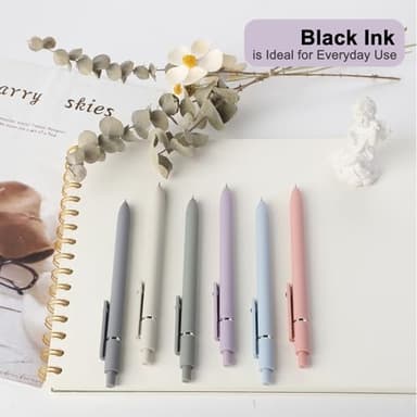 FIOVER Gel Pens - 6Pcs 0.5mm Fine Point Smooth Writing, Black Gel Ink Pens for Journaling Note Taking, Cute Aesthetic Office School Supplies Gifts for Women(6pcs Morandi) - Image 2