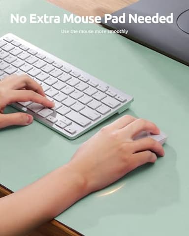 YSAGi Leather Desk Protector, Office Mat, Large Mouse Mat, Non-Slip PU Leather Blotter, Laptop Pad, Waterproof Writing Pad for Office and Home (Pale Green, 23.6" x 13.8") - Image 3