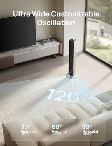 Dreo Tower Fan for Bedroom, 42 Inch 120° Oscillating Fan, 25dB Quiet DC Motor, 28ft/s Velocity Bladeless Standing Fan with 12 Speeds, 4 Modes, 12H Timer Cooling Fans for Home, Living Room, Pilot Max S - Image 4