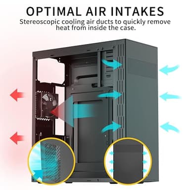 MOROVOL PC Case Support 5.25" ODD, ATX Computer Case Pre-Install 1x120MM Fan+1x80MM Fan, Desktop ATX Tower Case, USB 3.0 Classic Retro Design, Black,852 - Image 3