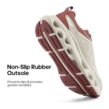 NORTIV 8 Women's Comfortable Walking Shoes Running Tennis MovePropel Athletic Gym Workout Jogging Fashion Sneakers,Size 11,Beige/Burgundy,SNWS247W - Image 3