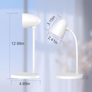 Desk Lamp for Home Office,3 Light Colors,Flexible Gooseneck Table Lamp,Dimmable Reading Light for Bedside Small Desk Lamp for College Dorm Room,Bedroom Desk Light White - Image 2