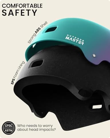 OutdoorMaster Skateboard Cycling Helmet - Two Removable Liners Ventilation Multi-Sport Scooter Roller Skate Inline Skating for Kids, Youth & Adults - XS - Fuschia Teal - Image 2