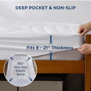Bedsure Twin XL Mattress Pad - Soft Mattress Topper for College Dorm Room Essentials, Extra Long Twin Quilted Fitted Bed Cover Protector with 8-21 Inches Deep Pocket, Washable, White, 39x80 Inches - Image 6