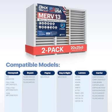 BNX TruFilter 20x25x5 (19.88’’ x 24.75’’ x 4.38‘’ Honeywell Compatible 4”) MERV 13 Air Filter (2-Pack) - MADE IN USA - HVAC AC Furnace Filters Health, Allergies, Mold, Bacteria, Smoke, MPR 1900 FPR 10 - Image 4