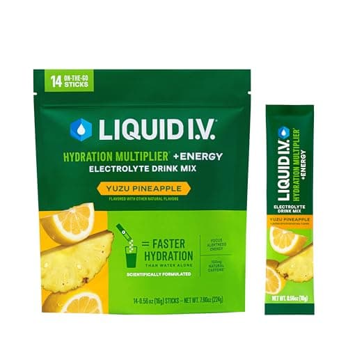 Liquid I.V.® Hydration Multiplier +Energy - Yuzu Pineapple | Electrolyte Powder Drink Mix | 1 Pack (14 Servings) - Image 1
