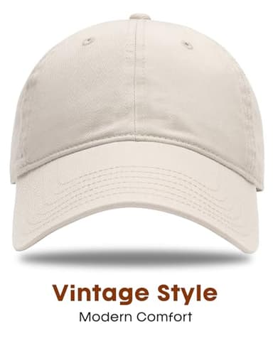 FURTALK Unisex Vintage Washed Unstructured Baseball Cap Washed Cotton Adjustable Dad Hat Beige - Image 2