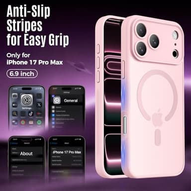 Symcele Designed for iPhone 17 Pro Max Case, Compatible with MagSafe, [Camera Protection] [15FT Military Drop Protection] Shockproof Translucent Matte Anti-Slip Phone Case, 6.9", 6.9", Pink - Image 6
