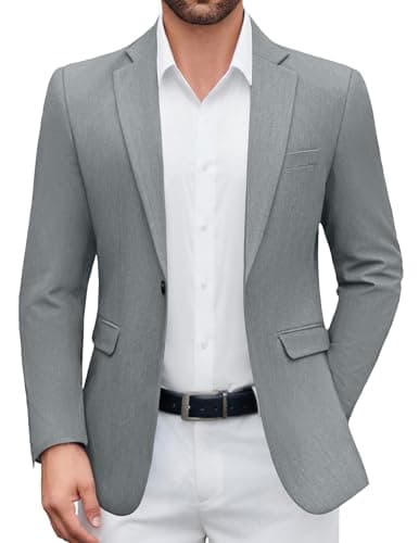 COOFANDY Men Suit Jackets Blazer Big and Tall Sportcoats Travel Daily Tuxedo Jacket, Linen Grey, Medium - Image 1