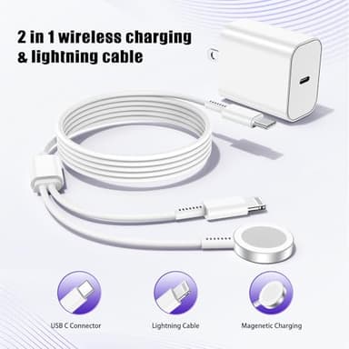 Upgraded Apple Watch Charger, iPhone Watch Charger, 2 in 1 Magnetic iWatch Charger to USB C Cable 3ft with USB C Charger Block for iWatch Series Ultra/9/8/7/6/SE/SE2/5, iPhone 14/13/12/11, Pro/Pro Max - Image 5