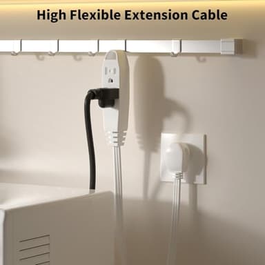 K KASONIC - 25 Feet 3 Outlet Extension Cord - Triple Wire Grounded Multi Outlet, UL Listed 16/3 SPT-3, 13 Amp - 125V - 1625 Watts (White) - Image 5