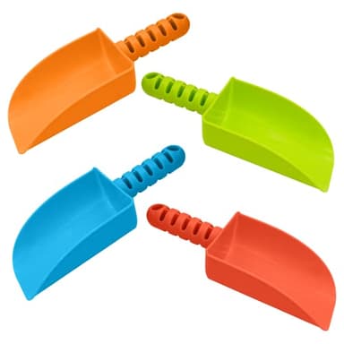 4E's Novelty 4 Pack Beach Shovels 8 Inch, Heavy Duty Plastic Sand Shovel for Kids, - Great for Planting Gardening Shovels for Toddlers, Outdoor Digging Sandbox Toys, Easter Basket Stuffers - Image 1