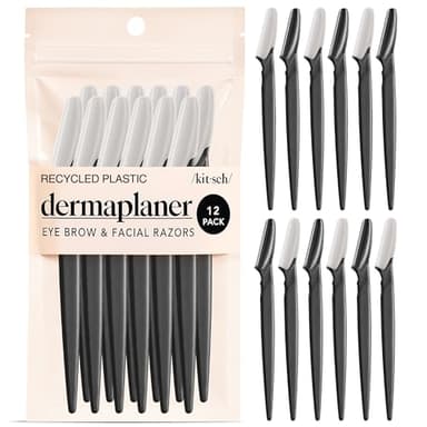Kitsch Dermaplane Razor for Women Face – Face Razors for Women & Men, Eyebrow Trimmer & Face Shaver – Exfoliating Facial Razor & Skin Care Tool for Smoother Skin - Black, 12 pcs - Image 1