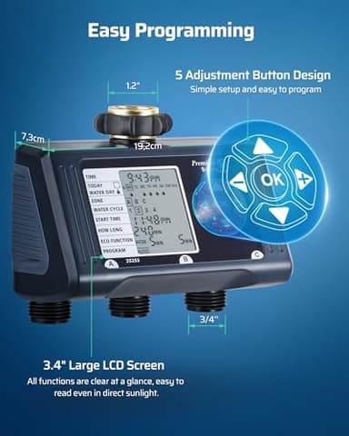 DEWENWILS Sprinkler Timer 3 Zone, Water Timer with 4 Programmable Procedures, Hose Faucet Watering with Automatic/Rain Delay/Manual Mode, Outdoor Irrigation Controller for Lawn, Garden - Image 6