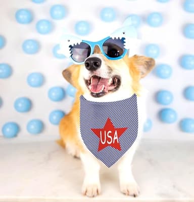 USA Dog Bandanas 1 Pack, Red Stars&Blue Stripes Print Scarfs for Boy and Girl, Summer Pet Scarves for Independence Day Bandanas Bulk for Small Medium Large Dogs (Red Star, One Size) - Image 7