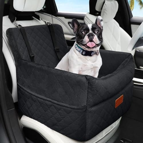 HEGGCOOE Small Dog Car Seat, Memory Foam Dog Booster Car Seats with Thick Cushion for Medium Dogs Under 35lbs, Detachable Washable Dog Bed for Car, Pet Carseat with Storage Pockets,2 Safety Belts - Image 1