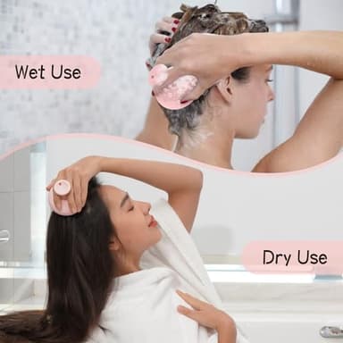 SHINLEA Silicone Scalp Massager Shampoo Brush, Head Scrubber with Soft Bristles for Hair Growth, Scalp Exfoliator for Dandruff Removal, Wet Dry Hair Brush for Scalp Care, Pink - Image 4