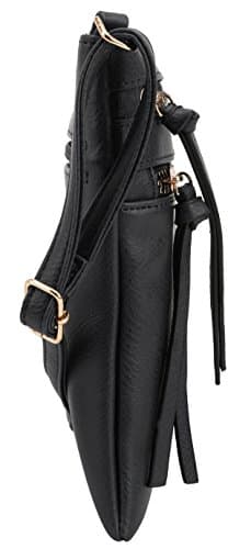 DELUXITY Crossbody Purse Bag Shoulder Bag Multi Pocket Zipper Purse | Black - Image 5