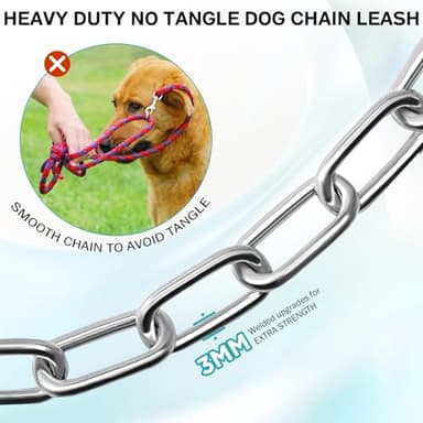 Heavy Duty Dog Chain for Yard-20FT Metal Dog Chain Leash Chew Proof,Long Dog Lead for Outside with Strong Swivel Hook,Outdoor Dog Runner for Camping,Dog Tie Out Cable for Small Medium Dog up to 90LBS - Image 3