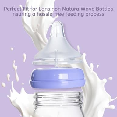 4 Count Bottle Nipples Compatible with Lansinoh NaturalWave Bottle, Soft and Durable Silicone Bottle Nipples, BPA-Free Replacement Bottle Nipple S - Image 2