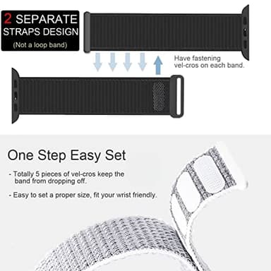 Bifeiyo Compatible with Apple Watch Bands Women Men 46MM 45MM 44MM 42MM 41MM 40MM 38MM,Nylon Sport Loop Strap for iWatch Series 10 9 8 7 6 5 4 3 2 1 SE Ultra(44/45/46/49/S3-42mm,Black) - Image 3
