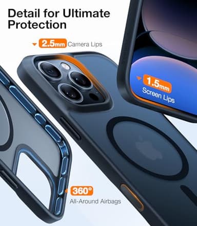 TORRAS Magnetic Shockproof for iPhone 16 Pro Max Case, [Fit for MagSafe] [Military-Grade Drop Tested] Translucent Slim Protective for iPhone 16 Pro Max Case Anti-Fingerprint Anti-Scratch, Black - Image 7
