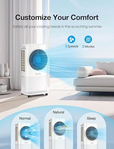 Grelife Portable Evaporative Air Cooler, 3-IN-1 Air Cooler Cooling Fan with Remote Control, 8H Timer, 4 Ice Packs, 6.5L Water Tank, 3 Modes, 3 Speeds, Personal Swamp Cooler for Bedroom/Office/Home - Image 3