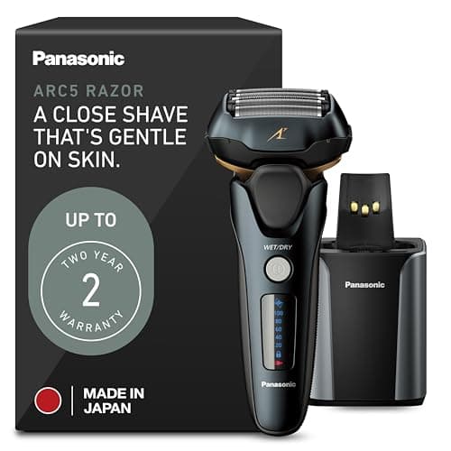 Panasonic Electric Razor for Men, Electric Shaver for Men, ARC5 with Premium Automatic Cleaning and Charging Station, Wet Dry Shaver, Cordless Razor, with Pop-Up Trimmer ES-LV97-K, Black - Image 1